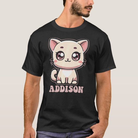Addison Cute Kitty Cat Design for Girls Name Addis T-Shirt (Vorderseite)