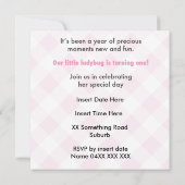 "Addison" Einladung zum 1. Geburtstag (Rückseite)