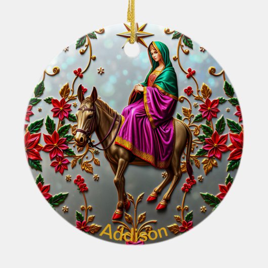 ADDISON ~ Mary on Donkey ~ Keramik Ornament (Hinten)