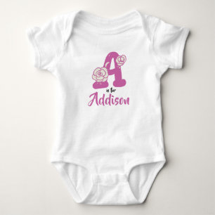Addison Name Baby Outfit Letter A Romper Floral Strampler