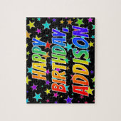 "ADDISON" Vorname, Spaß "GLÜCKLICHER GEBURTSTAG" Puzzle (Vertikal)