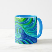 ADDISON ~ Zany 3D Fraktal ~ Blaue grüne Tasse (VorderseiteRechts)