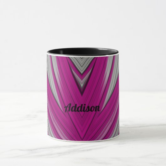 ADDISON ~ Zany 3D ~ Rosa und Grau Tasse (Zentrum)