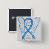 Addison's Disease Awareness Angel Ribbon Art Butto Button (Vorne & Hinten)