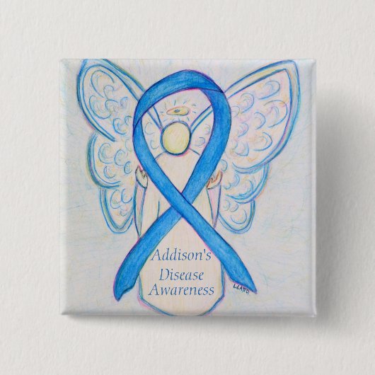 Addison's Disease Awareness Angel Ribbon Art Butto Button (Vorderseite)