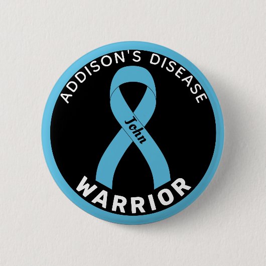 Addison's Disease Warrior Ribbon Black Button (Vorderseite)