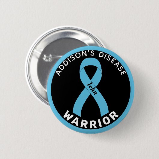 Addison's Disease Warrior Ribbon Black Button (Vorne & Hinten)