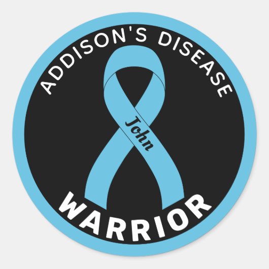 Addison's Disease Warrior Ribbon Black Runder Aufkleber (Vorderseite)