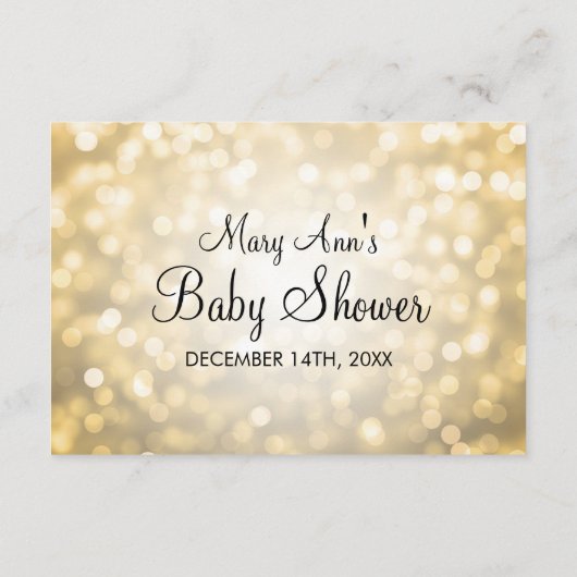 Addon Card Baby Shower Gold Glitzer Lights Hinweiskarte (Rückseite)