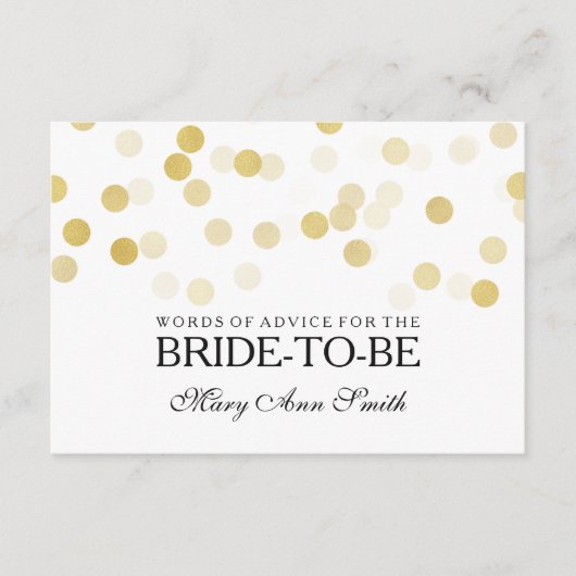 Addon Card Brautparty Imitate Gold Foil Glitzer Hinweiskarte (Vorderseite)