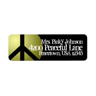 Address Label Peace Sign, Gold, Schwarz, Anpassen