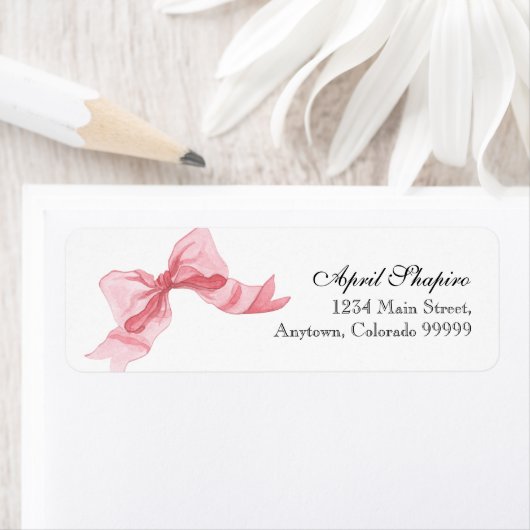 Address Labels - Baby Shower Ribbon Bow Pink Girl (Insitu)