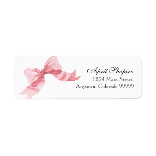 Address Labels - Baby Shower Ribbon Bow Pink Girl (Vorne)