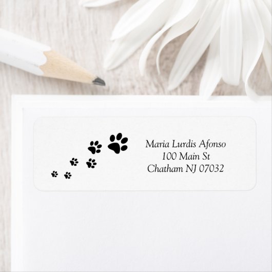 Address Labels Cat Dog Paws Black (Insitu)