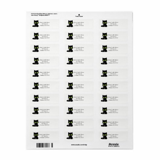 Address Labels Cats Black (Vorne)