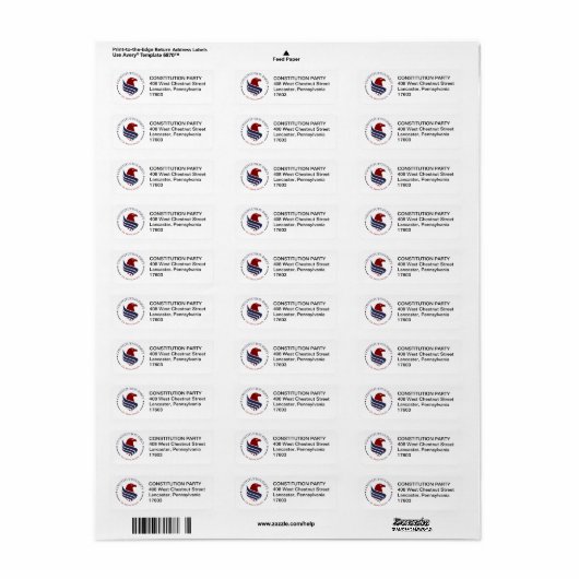 Address Labels, Constitution Party (Vorne)