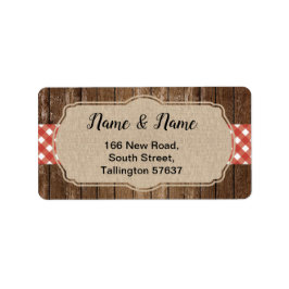 Address Labels Red gingham GRILLEN Burlap Adressaufkleber
