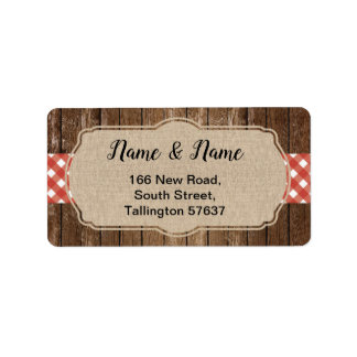 Address Labels Red gingham GRILLEN Burlap Adressaufkleber