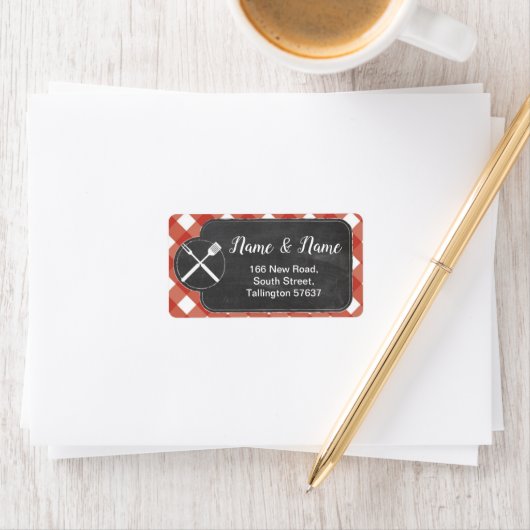 Address Labels Red gingham GRILLEN Chalk Adressaufkleber (Insitu)
