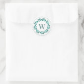 Address Monogram Wreath Aquamarin Wedding Umschlag Runder Aufkleber (Tasche)