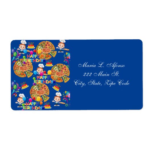 Address Return Label Pizza Pies Happy Birthday (Vorne)