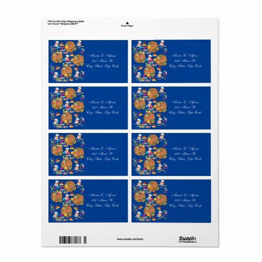 Address Return Label Pizza Pies Happy Birthday (Vorne)