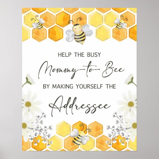 Addressee Babydusche Schildgelbe Honigbiene Thema Poster (Vorne)
