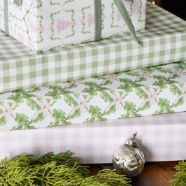 Addy's Pink Marshmallow Gingham Wrapping Paper Geschenkpapier Set
