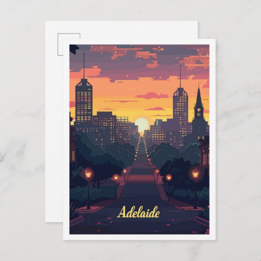 Adelaide Australia Art Vintage Travel Illustration Postkarte (Vorne/Hinten)