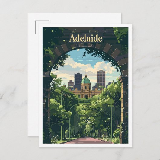 Adelaide Australia Art Vintage Travel Postkarte (Vorne/Hinten)