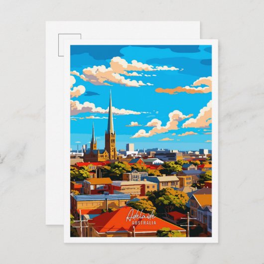 Adelaide Australia Vintage Illustration Postkarte (Vorne/Hinten)