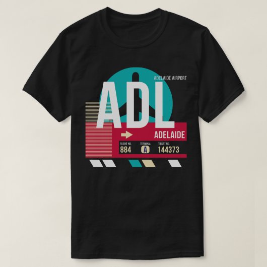 Adelaide Australien ADL Flughafen-Code Gepäckanhän T-Shirt (Design vorne)
