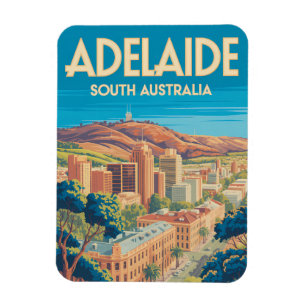 Adelaide Australien Illustration Reise Kunst Vinta Magnet