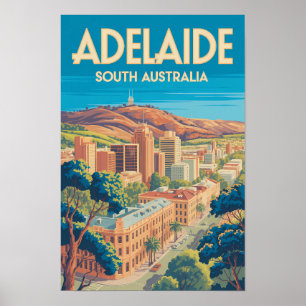 Adelaide Australien Illustration Reise Kunst Vinta Poster