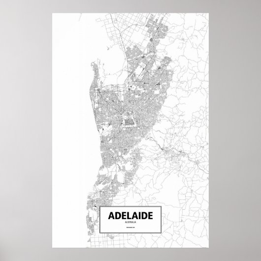 Adelaide, Australien (schwarz auf weiß) Poster (Vorne)