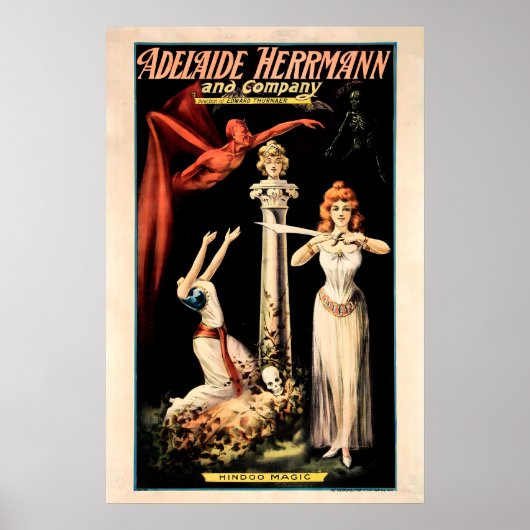 Adelaide Herrmann 1900 Hindoo-Magie-Show PLAKAT (Vorne)