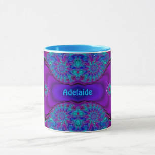 ADELAIDE ~ Verrückt 3D ~ Blau, Grün und Lila Tasse
