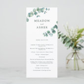 Adelaide Watercolor Eukalyptus Wedding Program Programm (Stehend Vorderseite)
