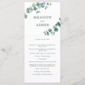Adelaide Watercolor Eukalyptus Wedding Program Programm (Vorderseite)