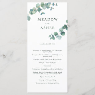Adelaide Watercolor Eukalyptus Wedding Program Programm