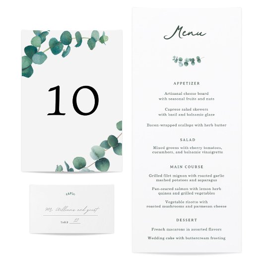 Adelaide Wedding Dinner Menu Menükarte