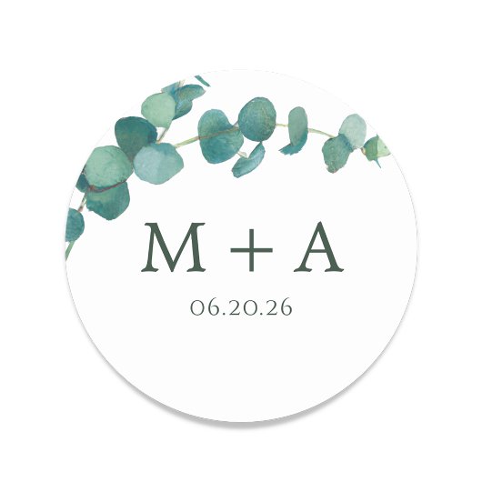 Adelaide Wedding Monogram Runder Aufkleber