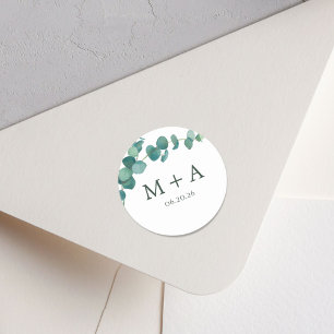 Adelaide Wedding Monogram Runder Aufkleber