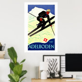 Adelboden, Schweiz, Ski Travel Poster (Heimbüro)