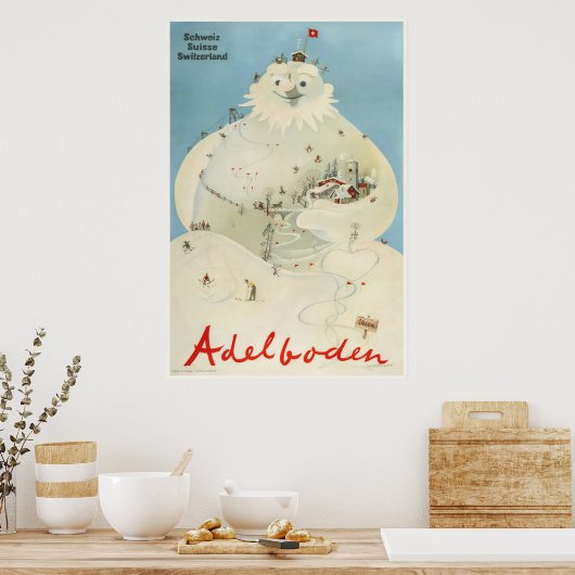 Adelboden, Schweiz, Skifahrplakat Poster (Küche)