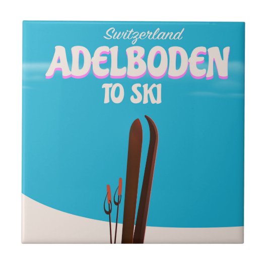 Adelboden Schweiz Skireiseplakat Fliese (Vorderseite)