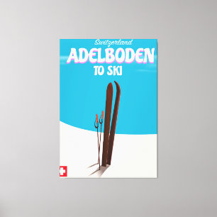 Adelboden Schweiz Skireiseplakat Leinwanddruck