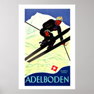 Adelboden,Schweiz, Skireiseplakat Poster