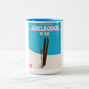 Adelboden Schweiz Skireiseplakat Zweifarbige Tasse