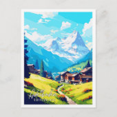Adelboden Schweiz Vintage Reise Illustration Postkarte (Vorderseite)